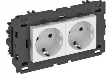 Фотография товара 'OBO-Bettermann 6120432 Розетка 2-м 0град. Modul45connect с заземл. 250В 16А'