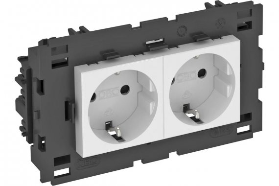 Фотография товара 'OBO-Bettermann 6120432 Розетка 2-м 0град. Modul45connect с заземл. 250В 16А'