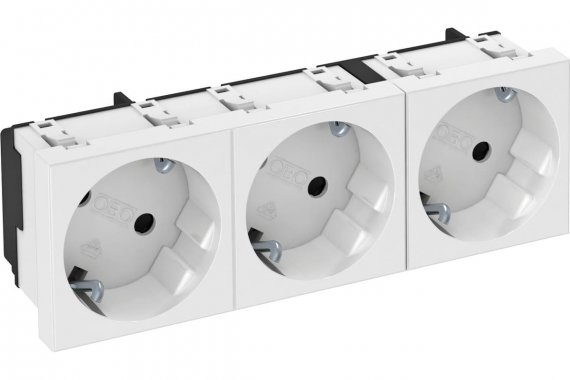 Фотография товара 'OBO-Bettermann 6120123 Розетка 3-м 3х2К+3 под углом 33град. шторки 16А 250В'